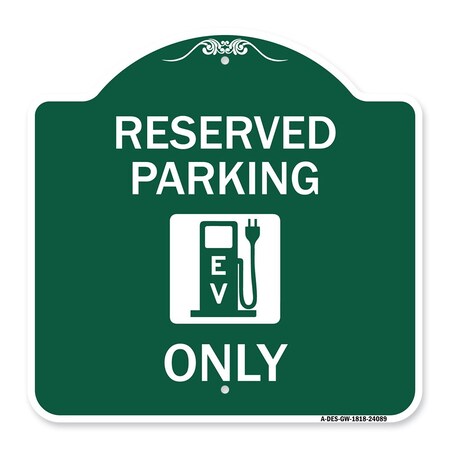 Signmission Ev W/ Electric Vehicle Charging Station Graphic, Green & White Alum Sign, 18" x 18", GW-1818-24089 A-DES-GW-1818-24089